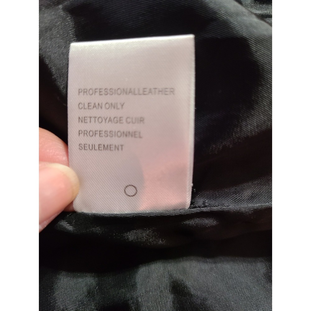 BB Dakota Black Asymmetrical Drape‎ Front Genuine Leather Jacket Womens Medium - Picture 8 of 11